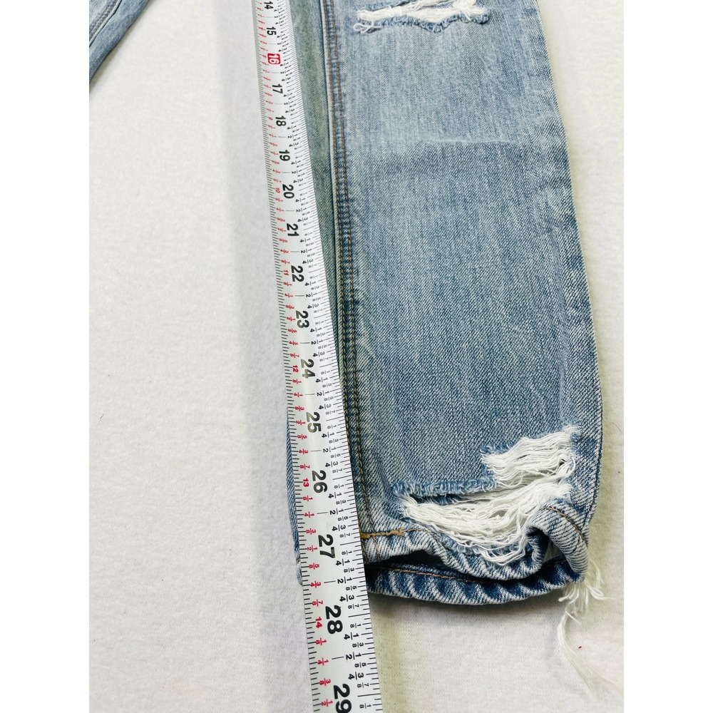 American Eagle Tomgirl Jeans Womens 00 Light Wash Distressed Button Fly Denim - Picture 11 of 12